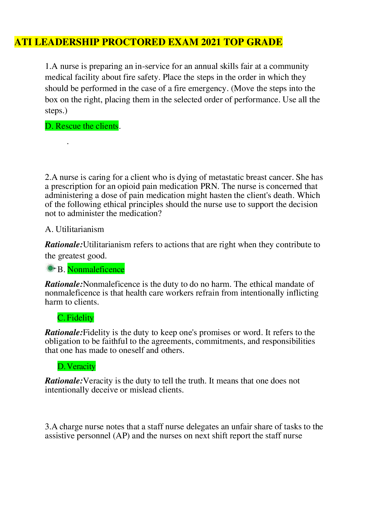 Preview image for ATI LEADERSHIP PROCTORED EXAM 2021 TOP GRADE